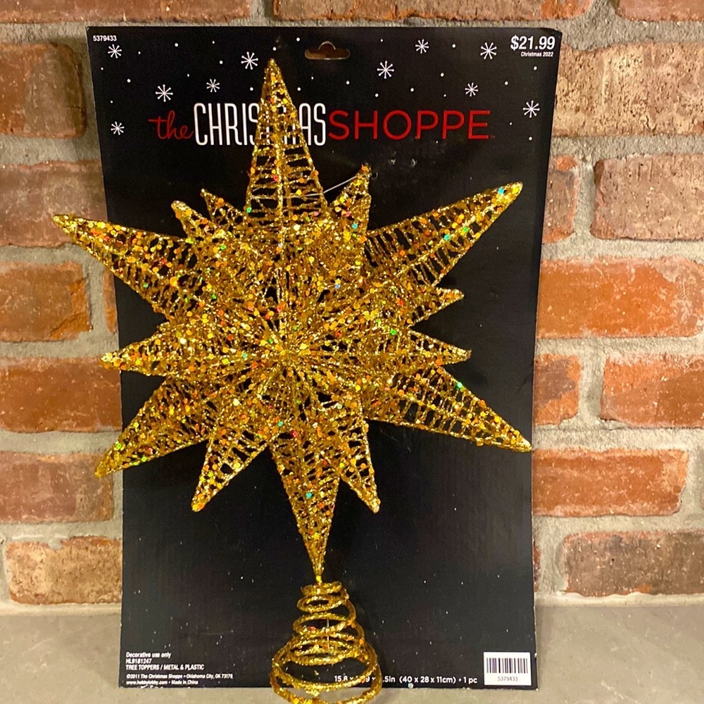 The Christmas Shoppe Gold 3D Christmas tree topper